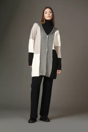 CARDIGAN CAPPUCCIO COLOR BLOCK F.7 - FF240