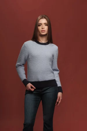 GIROCOLLO MICRO TRECCIA RIB CONTR MISTO LANA F.7 - FF403