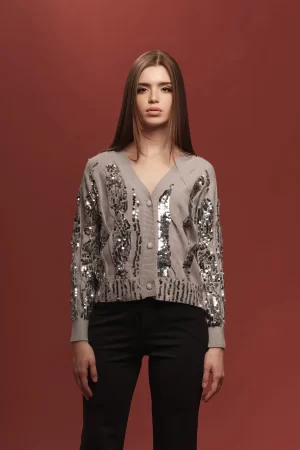 CARDIGAN TRECCE CON PAILLETTES F.5 - FF432