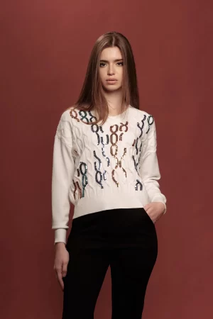 SCOLLO V LAVORAZIONE CON PAILLETTES MULTICOLOR F.7 - FF433