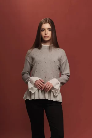 GIROCOLLO STRASS E PERLE CON GEORGETTE F.12 - FF442