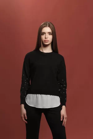 GIROCOLLO STRASS E PERLE MAN CON GEORGETTE F.12 - FF443