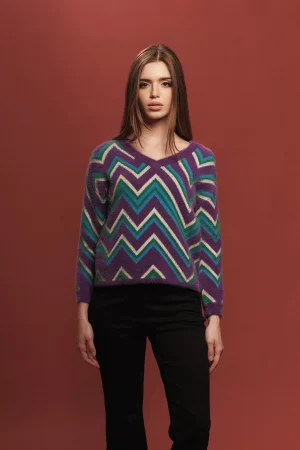 SCOLLO V FANTASIA GEOMETRIC CON PELO - FF450