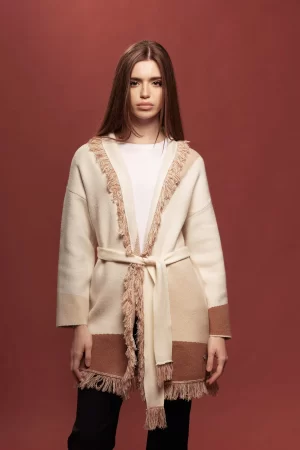 CARDIGAN CON CINTURA JACQUARD FANTASIA - FF458