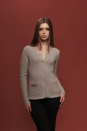 CARDIGAN MICRO TRECCIA CON TASCHINI F.7 - FF464