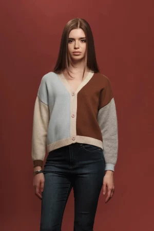 CARDIGAN V MULTICOLOR MISTO ANGORA F.5 - FF501