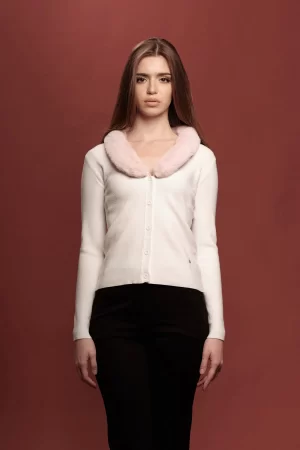 CARDIGAN C.INGLESE CON COLLO IN PELLICCIA F.12 - FF504