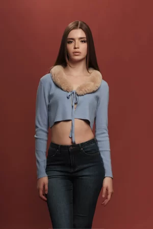 CARDIGAN ALLACC C.INGLESE COLLO IN PELLICCIA F.12 - FF505