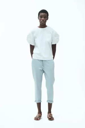 T-SHIRT CON MANICHE E TASCHINO IN POPELINE - FD253