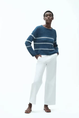 GIROCOLLO LAVORATO CON RIGHE LUREX F.7 - FD131