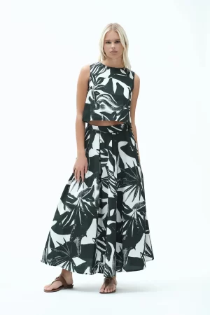 GONNA A RUOTA POPELINE STAMPA EXOTIC - FD237