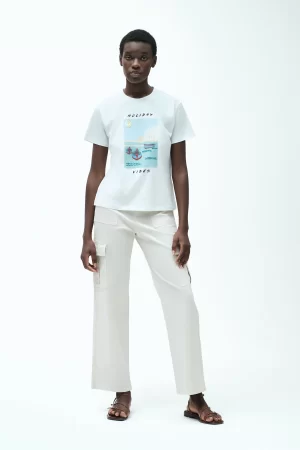 T-SHIRT IN COTONE CON STAMPA HOLIDAY VIBES - FD246