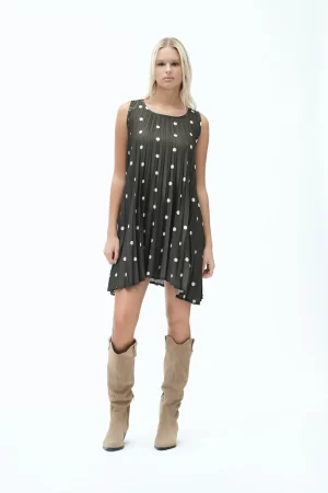 VESTITO SMANICATO RASO PLISSE' POIS - FD266