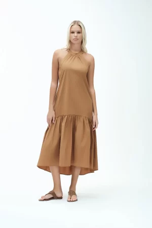 VESTITO LUNGO SCOLLO AMERICANO POPELINE EL - FD337