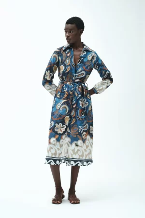 VESTITO LUNGO CHEMISIER MUSSOLA FANTASIA - FD341