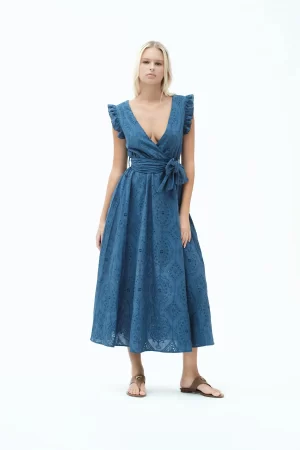 VESTITO INCROCIATO VOLANT PIZZO SANGALLO - FD371